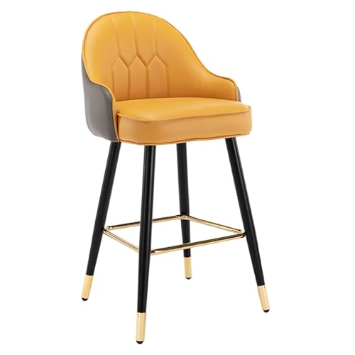JOPUYRNMA Barhocker aus Nappaleder, Barhocker in Thekenhöhe for Kücheninseln, gepolsterter Barstuhl mit Rückenlehne und Fußstütze for Bar, Esszimmer(Gray orange,75cm) von JOPUYRNMA