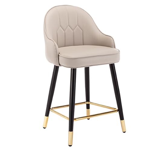 JOPUYRNMA Barhocker aus Nappaleder, Barhocker in Thekenhöhe for Kücheninseln, gepolsterter Barstuhl mit Rückenlehne und Fußstütze for Bar, Esszimmer(Khaki,55cm) von JOPUYRNMA