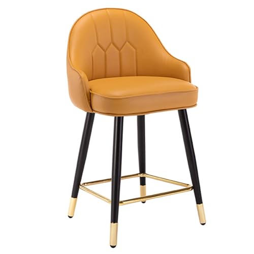 JOPUYRNMA Barhocker aus Nappaleder, Barhocker in Thekenhöhe for Kücheninseln, gepolsterter Barstuhl mit Rückenlehne und Fußstütze for Bar, Esszimmer(Orange,55cm) von JOPUYRNMA