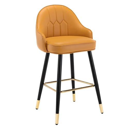 JOPUYRNMA Barhocker aus Nappaleder, Barhocker in Thekenhöhe for Kücheninseln, gepolsterter Barstuhl mit Rückenlehne und Fußstütze for Bar, Esszimmer(Orange,75cm) von JOPUYRNMA