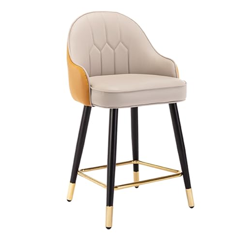 JOPUYRNMA Barhocker aus Nappaleder, Barhocker in Thekenhöhe for Kücheninseln, gepolsterter Barstuhl mit Rückenlehne und Fußstütze for Bar, Esszimmer(Orange Khaki,55cm) von JOPUYRNMA