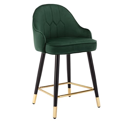 JOPUYRNMA Barhocker aus Nappaleder, Barhocker in Thekenhöhe for Kücheninseln, gepolsterter Barstuhl mit Rückenlehne und Fußstütze for Bar, Esszimmer(Velvet Green,55cm) von JOPUYRNMA