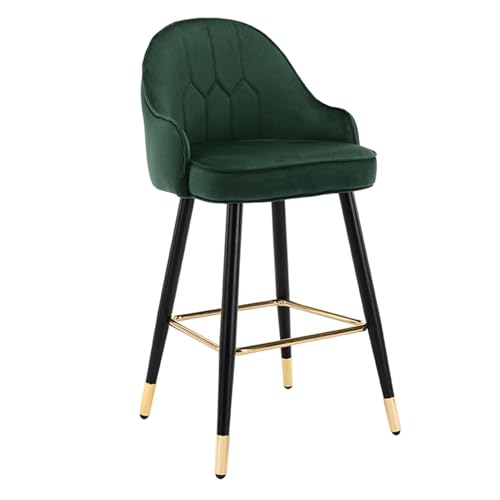 JOPUYRNMA Barhocker aus Nappaleder, Barhocker in Thekenhöhe for Kücheninseln, gepolsterter Barstuhl mit Rückenlehne und Fußstütze for Bar, Esszimmer(Velvet Green,65cm) von JOPUYRNMA
