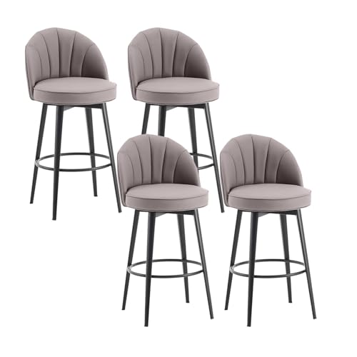 JOPUYRNMA Barhocker aus PU-Leder, 4er-Set, 360° drehbare Barhocker in Thekenhöhe, gepolsterte Barstühle mit Rückenlehne und Stahlbeinen, for Küchentheke, Restaurant, Lounge, Pub(Milk Tea Gray,67cm) JOPUYRNMA Barhocker aus PU-Leder, 4er-Set, 360° drehbare Barhocker in Thekenhöhe, gepolsterte Barstühle mit Rückenlehne und Stahlbeinen, for Küchentheke, Restaurant, Lounge, Pub(Milk Tea Gray,67cm) von JOPUYRNMA