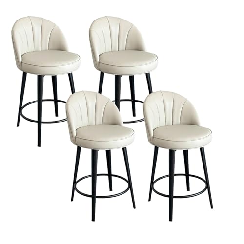 JOPUYRNMA Barhocker aus PU-Leder, 4er-Set, 360° drehbare Barhocker in Thekenhöhe, gepolsterte Barstühle mit Rückenlehne und Stahlbeinen, for Küchentheke, Restaurant, Lounge, Pub(Pearl Gray,77cm) von JOPUYRNMA