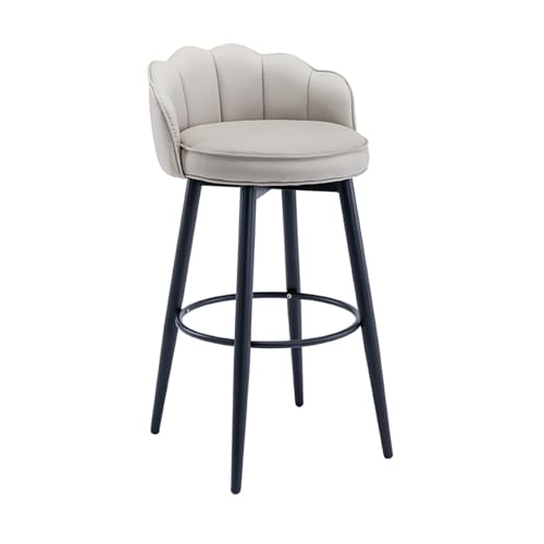 JOPUYRNMA Barhocker aus PU-Leder, Moderne, um 360 ° drehbare Barhocker, gepolsterte Barstühle mit Stahlbeinen und Fußstütze, for das Küchenthekenrestaurant(Light Khaki,72cm) von JOPUYRNMA