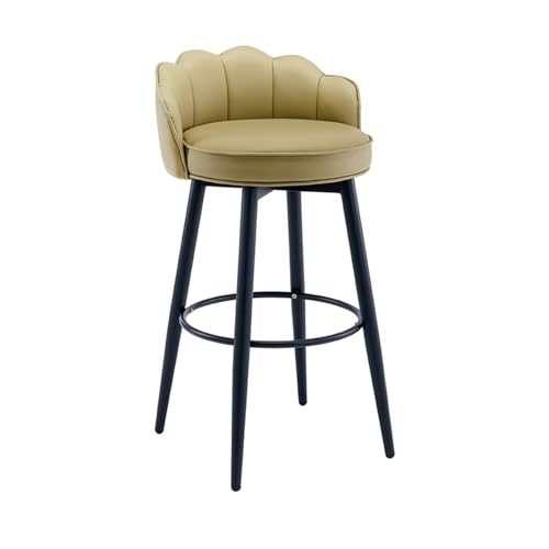 JOPUYRNMA Barhocker aus PU-Leder, Moderne, um 360 ° drehbare Barhocker, gepolsterte Barstühle mit Stahlbeinen und Fußstütze, for das Küchenthekenrestaurant(Tea Green,62cm) von JOPUYRNMA