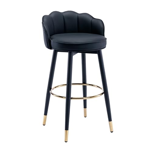 JOPUYRNMA Barhocker aus PU-Leder, um 360 ° drehbare Barhocker, gepolsterte Küchenstühle mit Stahlbeinen und Fußstütze, for Theke, Restaurant, Lounge, Pub(Black,72cm) von JOPUYRNMA