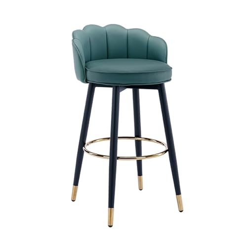 JOPUYRNMA Barhocker aus PU-Leder, um 360 ° drehbare Barhocker, gepolsterte Küchenstühle mit Stahlbeinen und Fußstütze, for Theke, Restaurant, Lounge, Pub(Blue-Green,62cm) von JOPUYRNMA