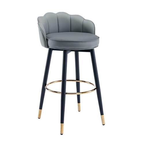 JOPUYRNMA Barhocker aus PU-Leder, um 360 ° drehbare Barhocker, gepolsterte Küchenstühle mit Stahlbeinen und Fußstütze, for Theke, Restaurant, Lounge, Pub(Gray,62cm) von JOPUYRNMA