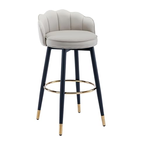 JOPUYRNMA Barhocker aus PU-Leder, um 360 ° drehbare Barhocker, gepolsterte Küchenstühle mit Stahlbeinen und Fußstütze, for Theke, Restaurant, Lounge, Pub(Light Khaki,62cm) von JOPUYRNMA