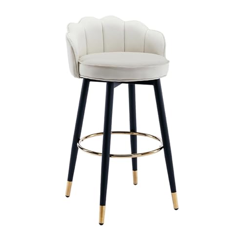 JOPUYRNMA Barhocker aus PU-Leder, um 360 ° drehbare Barhocker, gepolsterte Küchenstühle mit Stahlbeinen und Fußstütze, for Theke, Restaurant, Lounge, Pub(Milk White,62cm) von JOPUYRNMA