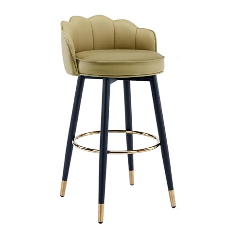 JOPUYRNMA Barhocker aus PU-Leder, um 360 ° drehbare Barhocker, gepolsterte Küchenstühle mit Stahlbeinen und Fußstütze, for Theke, Restaurant, Lounge, Pub(Tea Green,80cm) von JOPUYRNMA