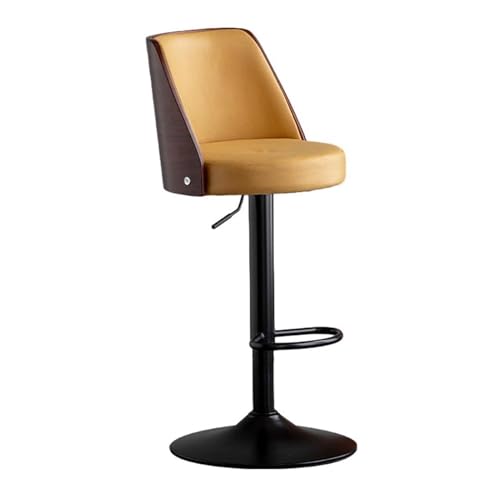 JOPUYRNMA Barhocker aus Tech-Stoff, höhenverstellbarer Drehhocker, gepolsterter moderner Barhockerstuhl for Küche, Hausbar, Esszimmer(Yellow,55-70cm) von JOPUYRNMA