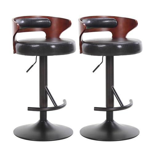 JOPUYRNMA Drehbare Barhocker, 2er-Set, höhenverstellbare Barhocker, Moderne Barstühle mit PU-Lederpolsterung und Rückenlehne, for Kücheninsel-Esszimmer-Café(Black) von JOPUYRNMA