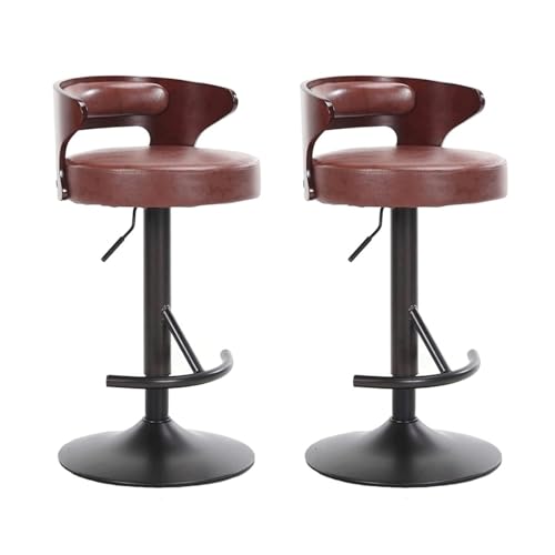 JOPUYRNMA Drehbare Barhocker, 2er-Set, höhenverstellbare Barhocker, Moderne Barstühle mit PU-Lederpolsterung und Rückenlehne, for Kücheninsel-Esszimmer-Café(Red) von JOPUYRNMA