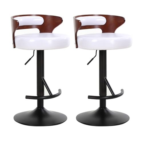 JOPUYRNMA Drehbare Barhocker, 2er-Set, höhenverstellbare Barhocker, Moderne Barstühle mit PU-Lederpolsterung und Rückenlehne, for Kücheninsel-Esszimmer-Café(White) von JOPUYRNMA