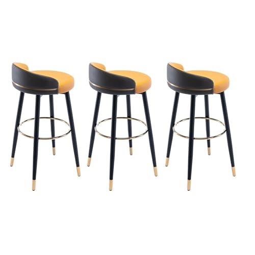 JOPUYRNMA Drehbare Barhocker, 3er-Set, Barhocker in Thekenhöhe mit Rückenlehne und Metallbeinen, gepolsterte Barstühle aus Leder for das Frühstück in Kücheninselrestaurants(Gray orange,80cm) von JOPUYRNMA