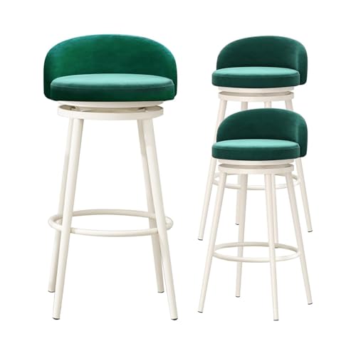JOPUYRNMA Drehbare Barhocker, 3er-Set, Barhocker in Thekenhöhe mit niedriger Rückenlehne, Moderne Barstühle mit Samtpolsterung for Kücheninseln und Pubs(Green,Height 75cm) von JOPUYRNMA