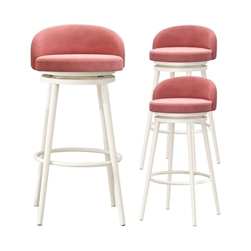 JOPUYRNMA Drehbare Barhocker, 3er-Set, Barhocker in Thekenhöhe mit niedriger Rückenlehne, Moderne Barstühle mit Samtpolsterung for Kücheninseln und Pubs(Pink,Height 65cm) von JOPUYRNMA