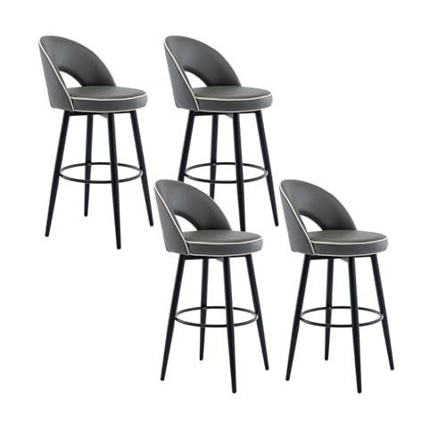JOPUYRNMA Drehbare Barhocker, 4er-Set, Barhocker in Thekenhöhe aus PU-Leder, Barstühle for Kücheninseln mit Metallbeinen, for die Frühstückslounge im Esszimmer(Deep Gray,62cm) von JOPUYRNMA