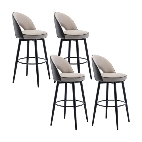 JOPUYRNMA Drehbare Barhocker, 4er-Set, Barhocker in Thekenhöhe aus PU-Leder, Barstühle for Kücheninseln mit Metallbeinen, for die Frühstückslounge im Esszimmer(Gray Khaki,72cm) von JOPUYRNMA