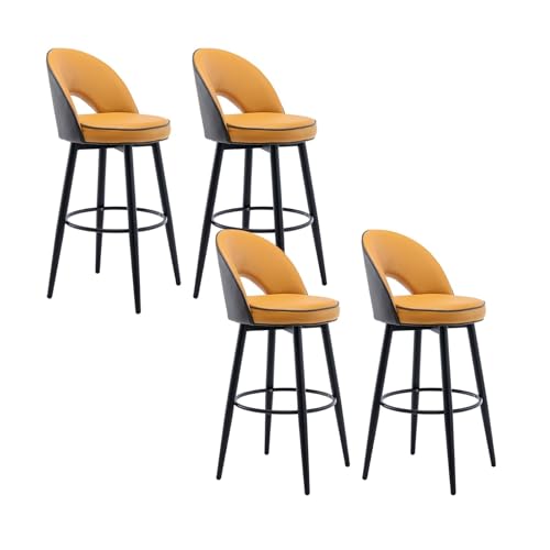 JOPUYRNMA Drehbare Barhocker, 4er-Set, Barhocker in Thekenhöhe aus PU-Leder, Barstühle for Kücheninseln mit Metallbeinen, for die Frühstückslounge im Esszimmer(Gray Orange,62cm) von JOPUYRNMA