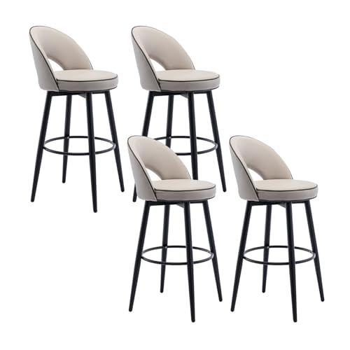 JOPUYRNMA Drehbare Barhocker, 4er-Set, Barhocker in Thekenhöhe aus PU-Leder, Barstühle for Kücheninseln mit Metallbeinen, for die Frühstückslounge im Esszimmer(Khaki 1,80cm) von JOPUYRNMA