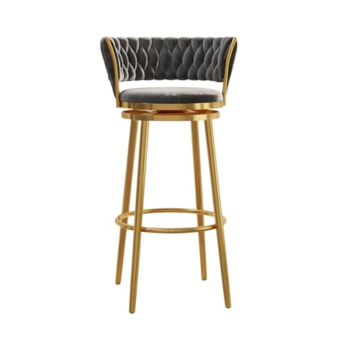 JOPUYRNMA Drehbare Barhocker aus Samt, Moderne Barhocker in Thekenhöhe, gepolsterte Barstühle mit Rückenlehne und Fußstütze for die Kücheninsel(Gray,75cm) von JOPUYRNMA