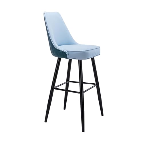 JOPUYRNMA Gepolsterter Barstuhl aus PU-Leder, Barhocker in Thekenhöhe, Moderne Barhocker for Kücheninseln mit Metallbeinen for Esszimmer, Küchentheke, Kneipe(Blue1,55cm) von JOPUYRNMA