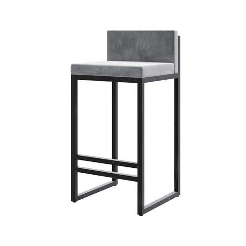 JOPUYRNMA Moderne Barhocker in Thekenhöhe, Barhocker mit Samtpolsterung, Barstuhl mit niedriger Rückenlehne und Fußstütze, for das Frühstück in der Küche zu Hause(Gray,65cm) von JOPUYRNMA