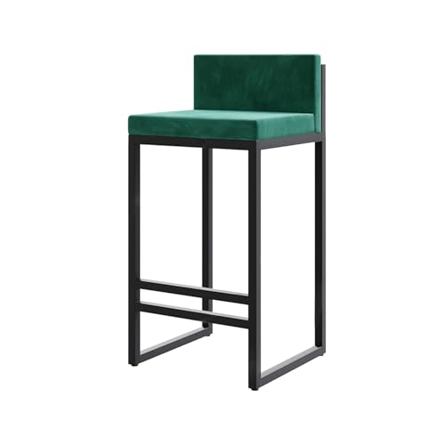 JOPUYRNMA Moderne Barhocker in Thekenhöhe, Barhocker mit Samtpolsterung, Barstuhl mit niedriger Rückenlehne und Fußstütze, for das Frühstück in der Küche zu Hause(Green,75cm) von JOPUYRNMA
