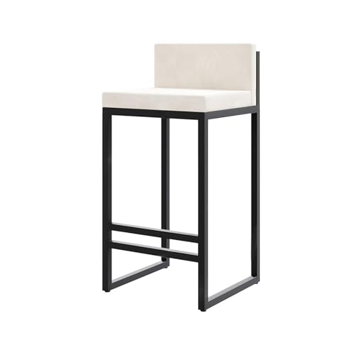 JOPUYRNMA Moderne Barhocker in Thekenhöhe, Barhocker mit Samtpolsterung, Barstuhl mit niedriger Rückenlehne und Fußstütze, for das Frühstück in der Küche zu Hause(White,65cm) von JOPUYRNMA