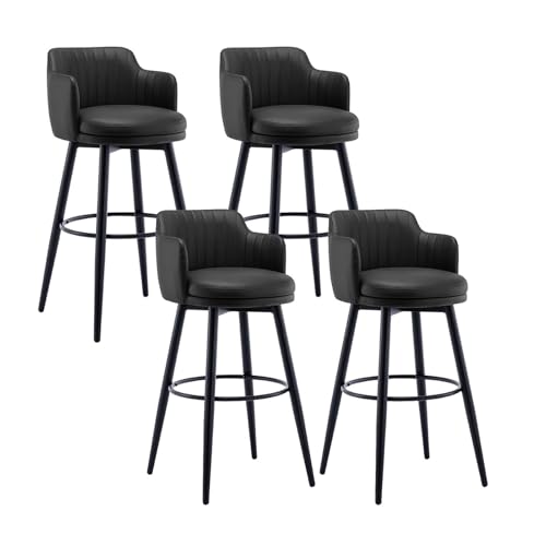 JOPUYRNMA PU Leather Bar Stools Set of 4, Swivel Counter Height Barstools, Bar Chairs with Back and Metel Legs, for Kitchen Island Restaurant(Black,65cm) von JOPUYRNMA