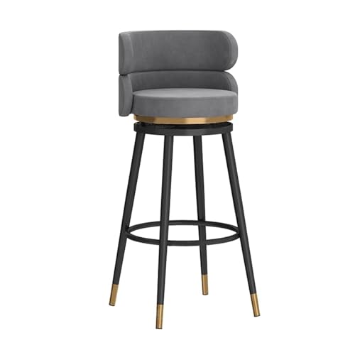 JOPUYRNMA Um 360 ° drehbare Barhocker aus Samt, gepolsterter Barhocker in Thekenhöhe, Barstühle mit Metallrahmen, for Zuhause und die Kücheninsel, Home Pub Esszimmer(Black Gray,65cm) von JOPUYRNMA