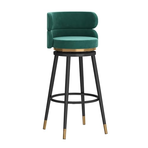 JOPUYRNMA Um 360 ° drehbare Barhocker aus Samt, gepolsterter Barhocker in Thekenhöhe, Barstühle mit Metallrahmen, for Zuhause und die Kücheninsel, Home Pub Esszimmer(Black Green,75cm) von JOPUYRNMA