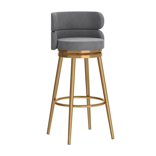 JOPUYRNMA Um 360 ° drehbare Barhocker aus Samt, gepolsterter Barhocker in Thekenhöhe, Barstühle mit Metallrahmen, for Zuhause und die Kücheninsel, Home Pub Esszimmer(Gold Gray,75cm) von JOPUYRNMA