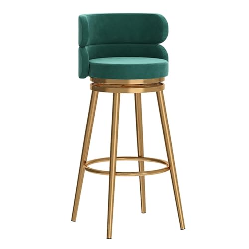 JOPUYRNMA Um 360 ° drehbare Barhocker aus Samt, gepolsterter Barhocker in Thekenhöhe, Barstühle mit Metallrahmen, for Zuhause und die Kücheninsel, Home Pub Esszimmer(Gold Green,65cm) von JOPUYRNMA