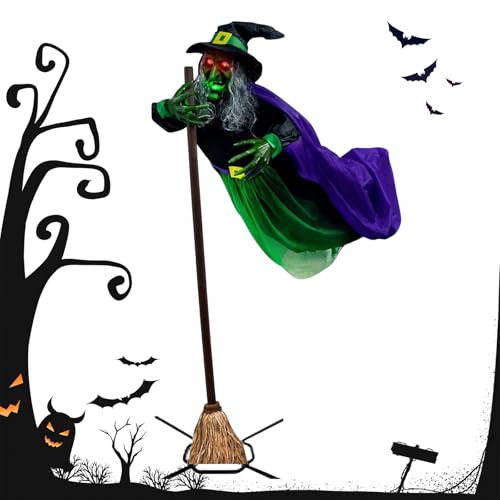 Horror Fliegende Hexe Halloween Dekoration mit Besen, Elektronische Animation der fliegenden Schwebenden Hexe, Requisite Hexe Dekoration, Geeignet für Horror Themed Dekoration und Atmosphäre (Grün) Horror Fliegende Hexe Halloween Dekoration mit Besen, Elektronische Animation der fliegenden Schwebenden Hexe, Requisite Hexe Dekoration, Geeignet für Horror Themed Dekoration und Atmosphäre (Grün) von JOPWUE