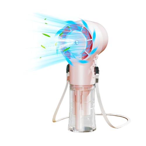 JOPWUE Tragbarer Mini-Handventilator, wiederaufladbarer Hals-Ventilator mit 10-Stunden-Kühlung, 4 Geschwindigkeiten, Nebel-Luftbefeuchter, Hydrator, Hals-Ventilator mit Umhängeband für Sommer, Outdoor von JOPWUE