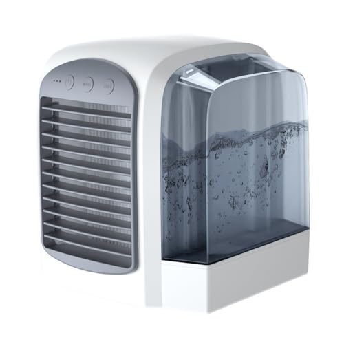 Tragbarer Luftkühler, kleiner Schreibtischventilator, Mini-Klimaanlage, USB, tragbarer Luftkühler mit 3 Geschwindigkeiten und 3 Modi, 380 ml Wassertank, 3-in-1-Luftbefeuchter, Klimaanlagenventilator Tragbarer Luftkühler, kleiner Schreibtischventilator, Mini-Klimaanlage, USB, tragbarer Luftkühler mit 3 Geschwindigkeiten und 3 Modi, 380 ml Wassertank, 3-in-1-Luftbefeuchter, Klimaanlagenventilator von JOPWUE