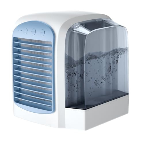Tragbarer Luftkühler, kleiner Schreibtischventilator, Mini-Klimaanlage, USB, tragbarer Luftkühler mit 3 Geschwindigkeiten und 3 Modi, 380 ml Wassertank, 3-in-1-Luftbefeuchter, Klimaanlagenventilator Tragbarer Luftkühler, kleiner Schreibtischventilator, Mini-Klimaanlage, USB, tragbarer Luftkühler mit 3 Geschwindigkeiten und 3 Modi, 380 ml Wassertank, 3-in-1-Luftbefeuchter, Klimaanlagenventilator von JOPWUE