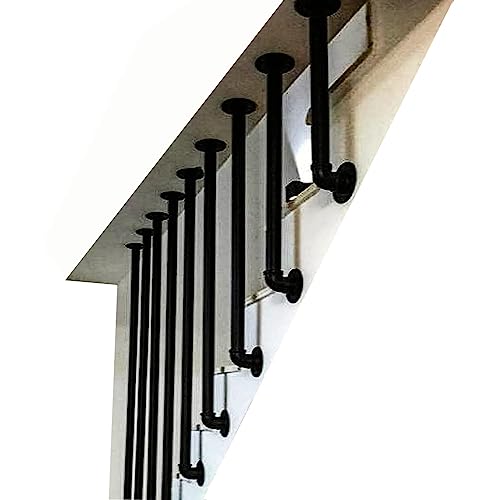 Schmiedeeiserner Handlauf, an der Decke montiertes Treppengeländer, Treppengeländer aus Metall, schwarzer L-Typ-Haltegeländer, Sicherheitsstützgriff Compatible with Loft-Villa mit Installationssatz, 3 von JORGE