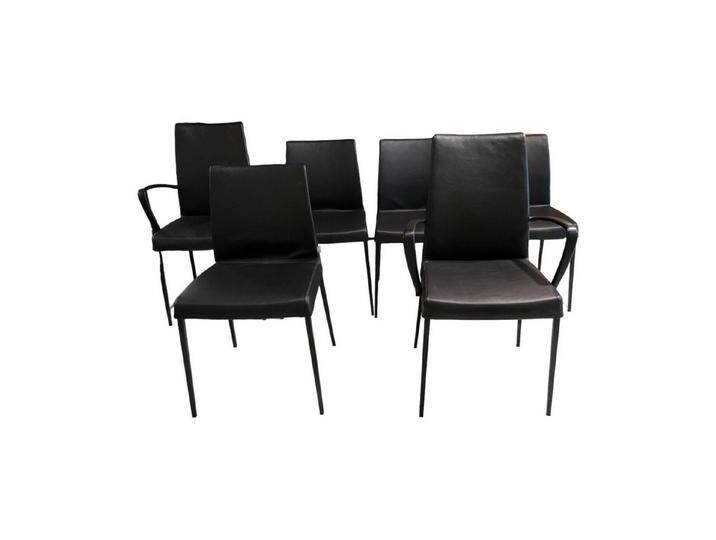 Jori Essgruppe 6er-Set Stuhl Perla Leder Celia Nero von JORI