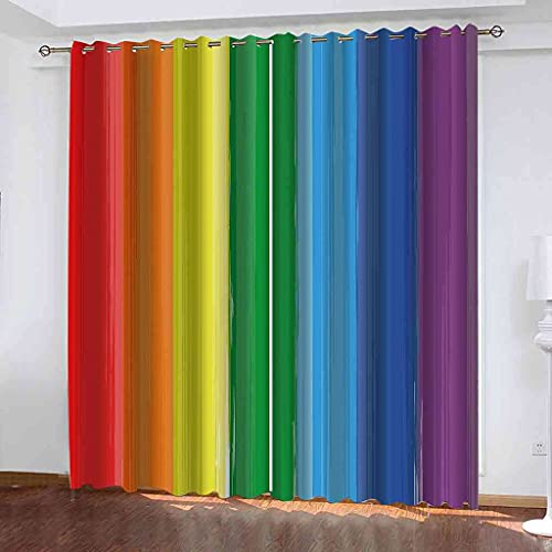 JORILS Vorhang Kinderzimmer Regenbogen, 2er Set Kindergardinen Mädchen Junge Verdunkelungsvorhänge mit Ösen Blickdichter Vorhang 170x200cm Blickdichte Gardinen für Wohnzimmer von JORILS