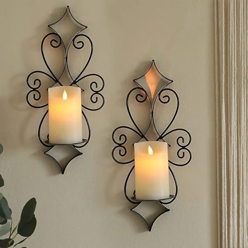 2er-Set Wandkerzenhalter-Set, Eisen-Wandkerzenleuchter Im Exquisiten Look, Antiker Metall-Wandkerzenhalter, Wandkerzenleuchter Im Exquisiten Look für Wohnzimmer, Schlafzimmer, Esszimmer von JOROBURO
