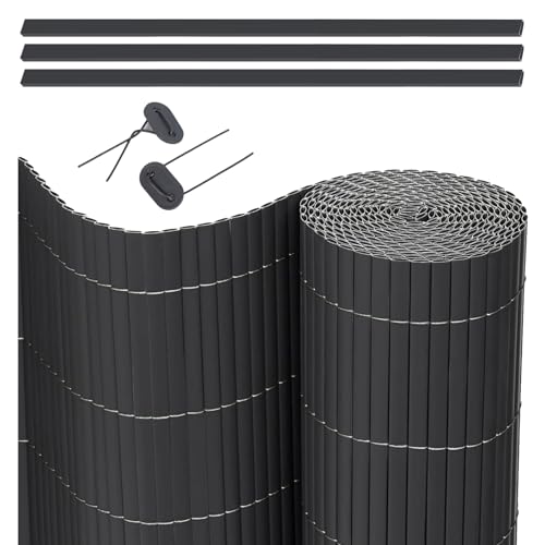 JORON PVC Sichtschutzmatte, Balkon Sichtschutz mit Kabelbindern, Sichtschutzzaun Wasserdicht Windschutz für Garten, Balkon und Terrasse (Anthrazit, 90x500cm) von JORON