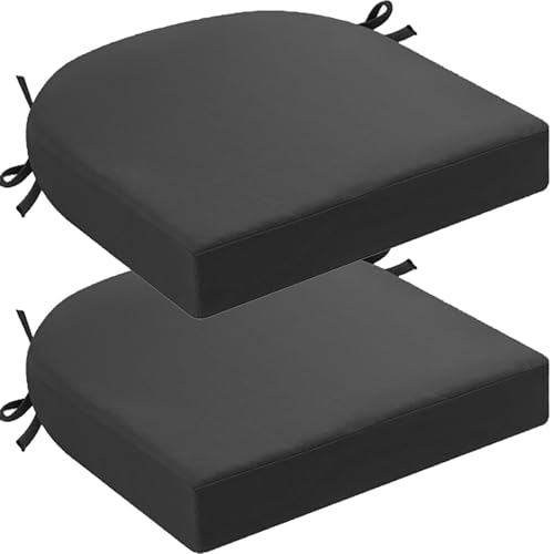 JORTUIO 5/8 cm Dicke Sitzkissen Outdoor Stuhl, 1/2/4er Set Wasserdicht rutschfest Stuhlkissen Mit Bändern, Waschbar Abnehmbarer Sitzpolster Outdoor Gartenstuhl Bodenkissen(Dunkelgrau,40x40x5cm 2PCS) von JORTUIO
