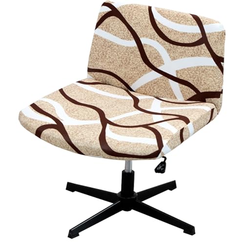 JORTUIO Armlose Stuhlhussen Drehstuhl Sitzbezüge Jacquard Stretch Stuhlbezug Bürostuhl Bezug Ohne Armlehne Rosa/braun/schwarz Armlose Stuhlabdeckung Abnehmbare Waschbarer (Color : #18) von JORTUIO