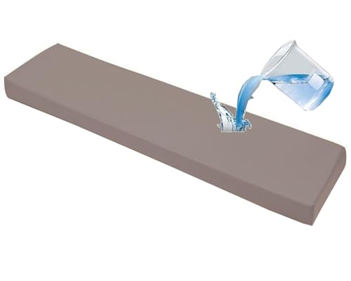 JORTUIO Bankkissen Bankauflage Outdoor Wasserfest Bankpolster Nach Maß Sitzkissen Sitzauflage Stuhlkissen Mit rutschfeste Abnehmbare,Dicke 5cm,für Fensterbank Garten Bank(Beige Grey,160x55x5cm) von JORTUIO